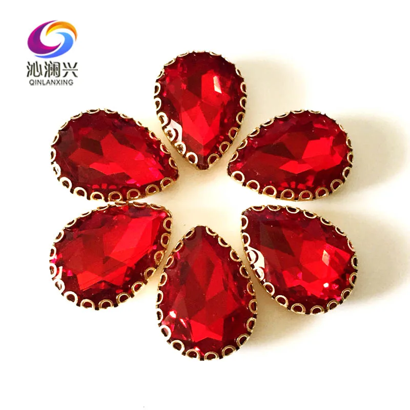 Red color Drop shape top glass crystal lace claw rhinestones,golden base sew on stone for Diy/Clothing accessories HGS06
Red color Drop shape top glass crystal lace claw rhinestones,golden base sew on stone for Diy/Clothing accessories HGS06