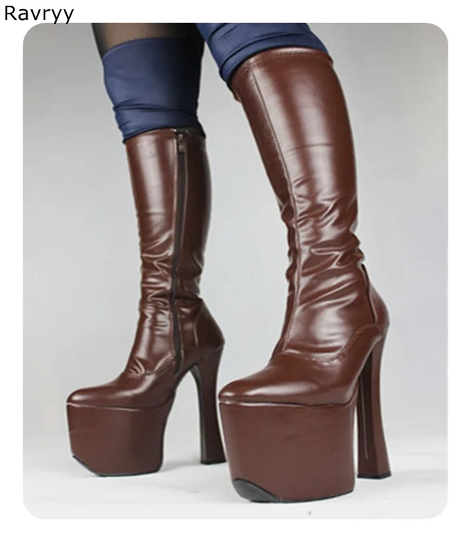 Autumn Winter Fashion Woman long boots 20CM Platform Heel Glossy Brown Boots Model Acting Fun Club Party Show female Shoes
Autumn Winter Fashion Woman long boots 20CM Platform Heel Glossy Brown Boots Model Acting Fun Club Party Show female Shoes