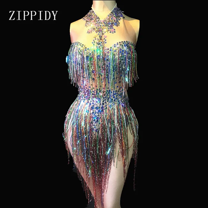 Colorful Fringes Rhinestones Bodysuit Women Stage Dance Costume Nightclub Dance Female Singer Show Bright Leotard
Colorful Fringes Rhinestones Bodysuit Women Stage Dance Costume Nightclub Dance Female Singer Show Bright Leotard