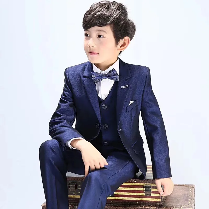Dark Blue One Button Wedding Suits For Boy Notch Lapel Suits Children Party Tuxedos boys Smoking blazer (jacket+pant+vest)
Dark Blue One Button Wedding Suits For Boy Notch Lapel Suits Children Party Tuxedos boys Smoking blazer (jacket+pant+vest)