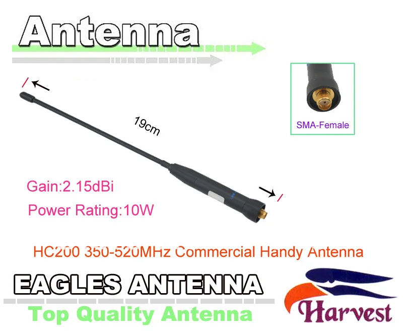2014 New SMA-Female Connector Original Harvest Eagles Antenna HC200 UHF 350-520MHz Commercial Handy Antenna for ham radio
2014 New SMA-Female Connector Original Harvest Eagles Antenna HC200 UHF 350-520MHz Commercial Handy Antenna for ham radio