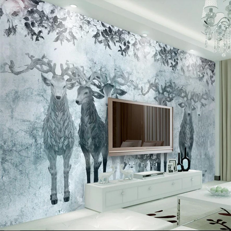 wellyu Nordic nostalgia family Elk TV living room sofa background wall custom large mural green silk cloth wallpaper
wellyu Nordic nostalgia family Elk TV living room sofa background wall custom large mural green silk cloth wallpaper
