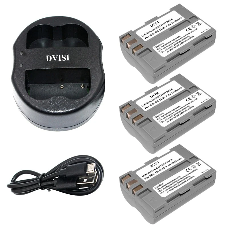 3pcs 1800mAh EN-EL3E EN EL3E ENEL3E Rechargeable Batteries with USB Charger for Nikon ENEL3E EN EL3E D30 D50 D70 D90 D70S D300
3pcs 1800mAh EN-EL3E EN EL3E ENEL3E Rechargeable Batteries with USB Charger for Nikon ENEL3E EN EL3E D30 D50 D70 D90 D70S D300