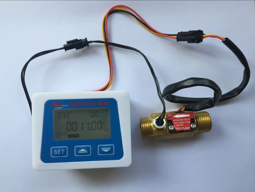 NEW LCD Display Digital Flow Meter+ Brass Flow Sensor Temperature Measuring YF-B7
NEW LCD Display Digital Flow Meter+ Brass Flow Sensor Temperature Measuring YF-B7