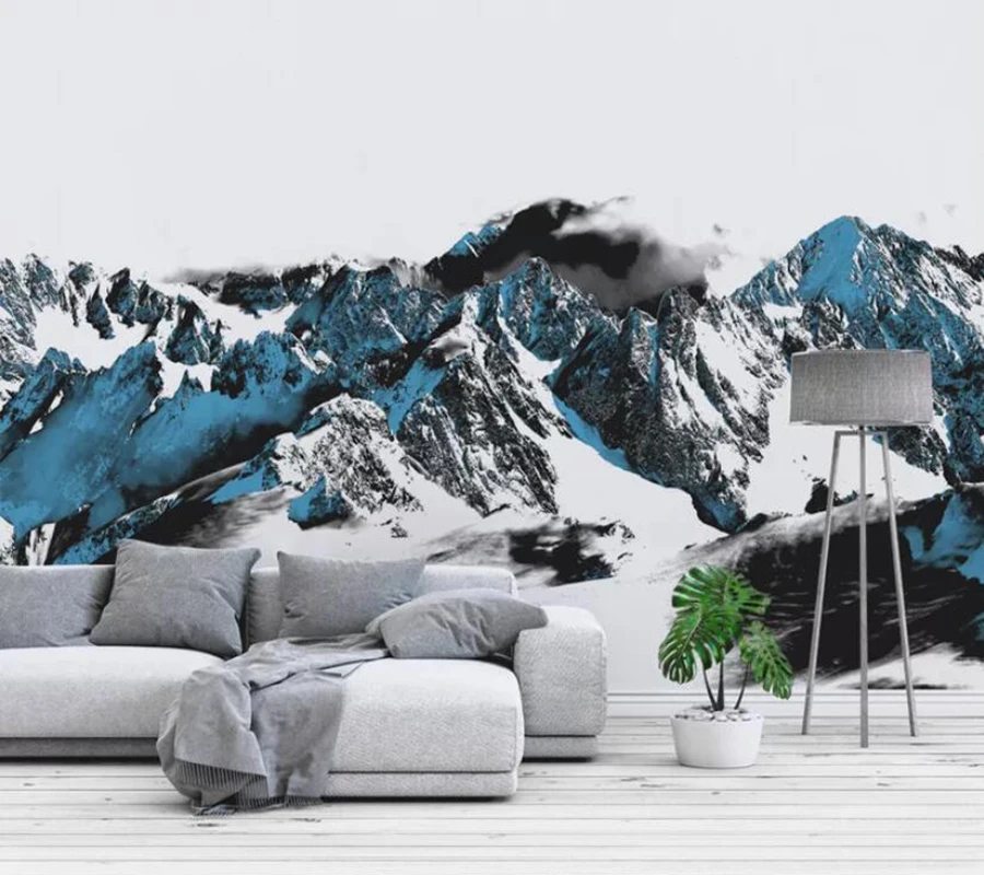 Decorative wallpaper Abstract artistic conception blue snow mountain ink landscape TV background wall
Decorative wallpaper Abstract artistic conception blue snow mountain ink landscape TV background wall