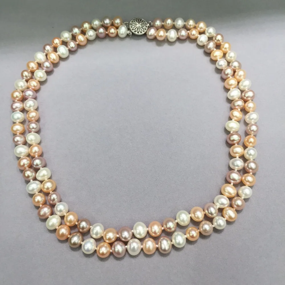 7-8MM natural fresh water pearl necklace double layers nearround flawless mutli color pearl necklace fashion women jewelry
7-8MM natural fresh water pearl necklace double layers nearround flawless mutli color pearl necklace fashion women jewelry