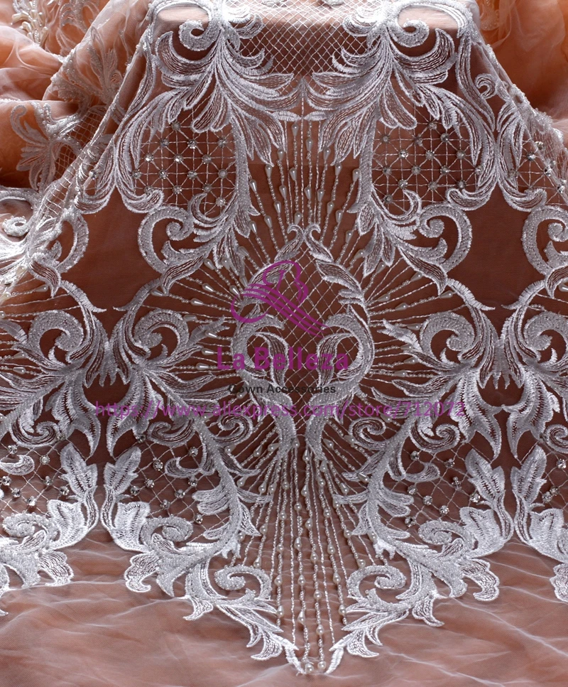 La Belleza Off white super heavy handmade beading lace fabric wedding dress lace fabric 51'' width
La Belleza Off white super heavy handmade beading lace fabric wedding dress lace fabric 51'' width
