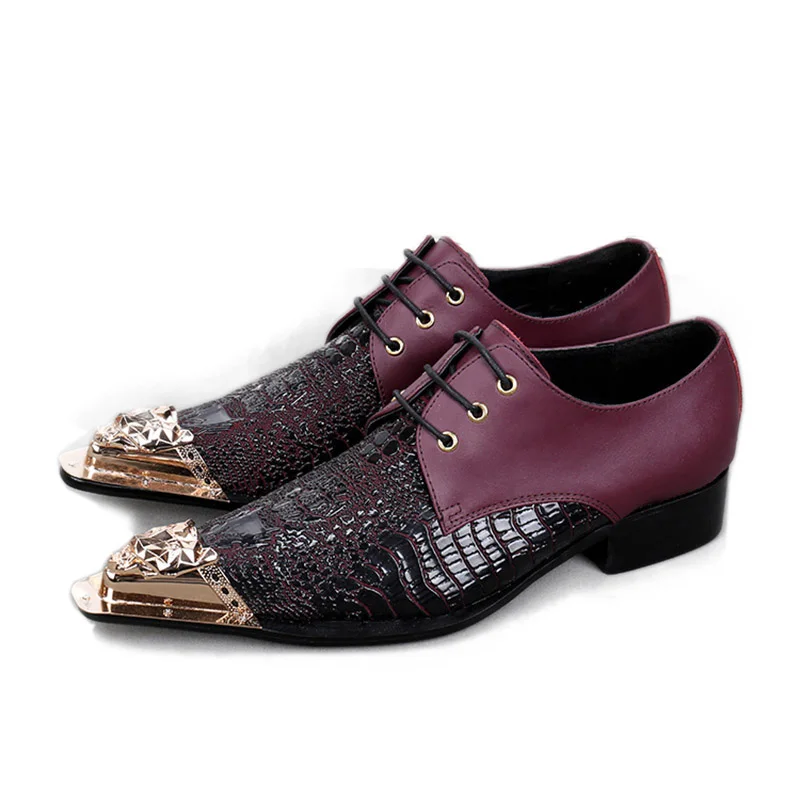 Batzuzhi Luxury Handmade Men's Leather Shoes Gold Pointed Iron Toe Red Leather Dress Shoes Men Designer Men Wedding Shoes
Batzuzhi Luxury Handmade Men's Leather Shoes Gold Pointed Iron Toe Red Leather Dress Shoes Men Designer Men Wedding Shoes