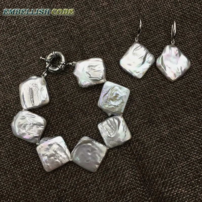 2018 baroque pearl bracelet Bangles hook earring set gray color large size flat block geometric shape real pearls special women
2018 baroque pearl bracelet Bangles hook earring set gray color large size flat block geometric shape real pearls special women