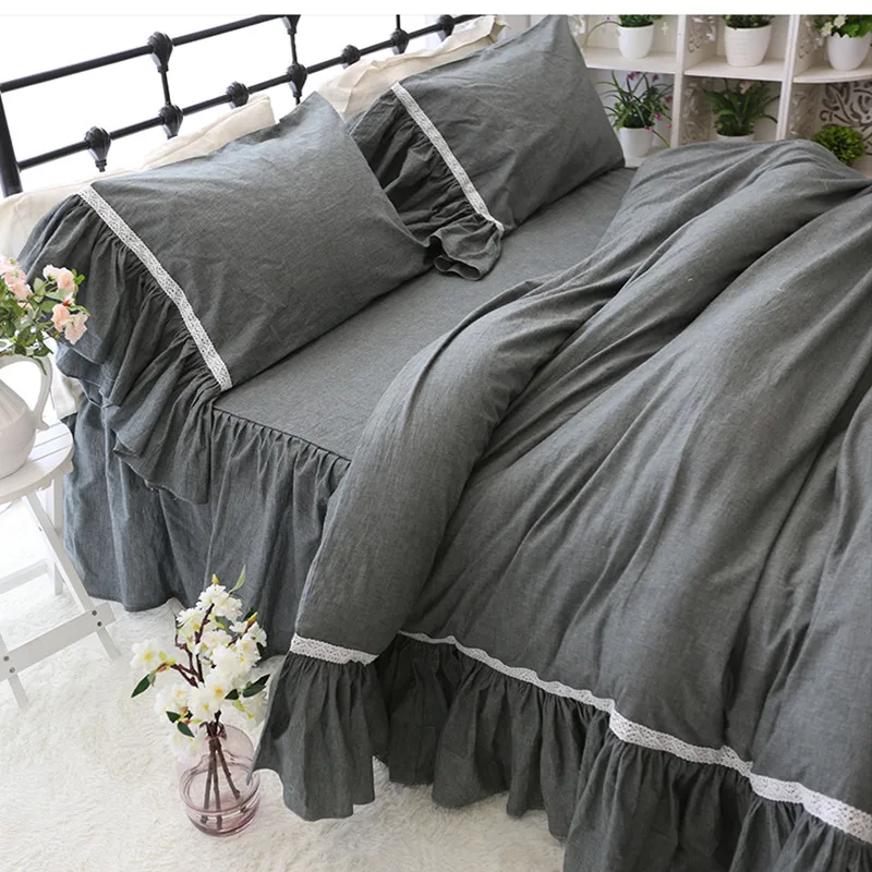 Free shipping washe cotton princess big ruffles bedding set twin full queen king size Nordic style dark gray bed skirt YYX
Free shipping washe cotton princess big ruffles bedding set twin full queen king size Nordic style dark gray bed skirt YYX