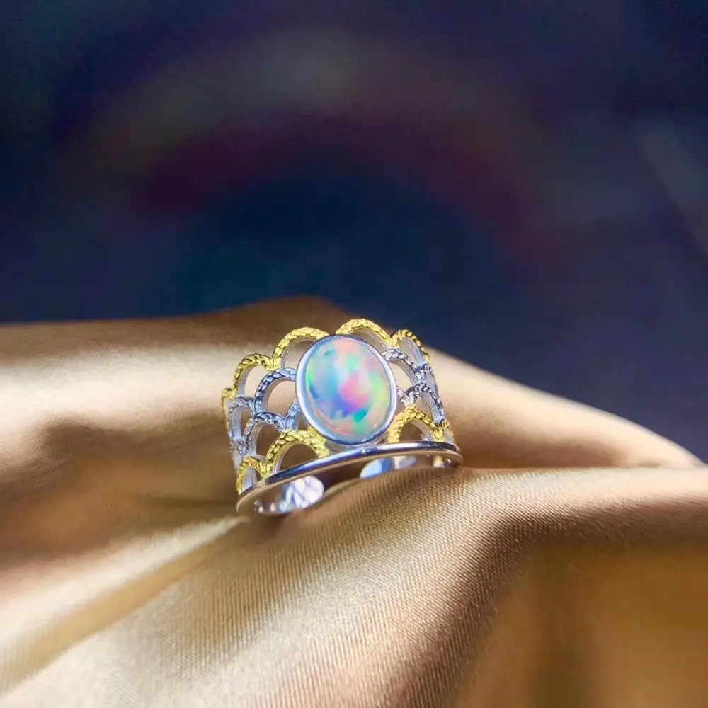 crown style Natural Opal gemstone ring beautiful fireworks color real 925 silver adjustable size girlfriend birthday gift
crown style Natural Opal gemstone ring beautiful fireworks color real 925 silver adjustable size girlfriend birthday gift