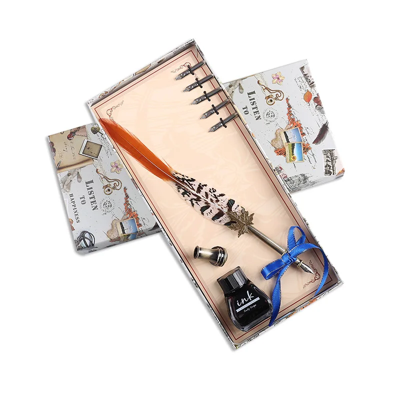 2019 New European Retro Natural Feather Pen Set Dip Water Founta Pen Gift Box Practical Birthday Gift for Friend Writing Tool
2019 New European Retro Natural Feather Pen Set Dip Water Founta Pen Gift Box Practical Birthday Gift for Friend Writing Tool