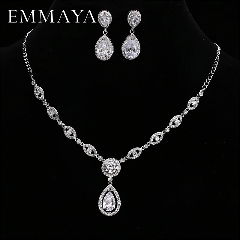 EMMAYA Brand Gorgeous Micro Inlay Full CZ Stones Around AAAA Cz Crystal Water Drop Shape Wedding Jewelry Sets For Women
EMMAYA Brand Gorgeous Micro Inlay Full CZ Stones Around AAAA Cz Crystal Water Drop Shape Wedding Jewelry Sets For Women