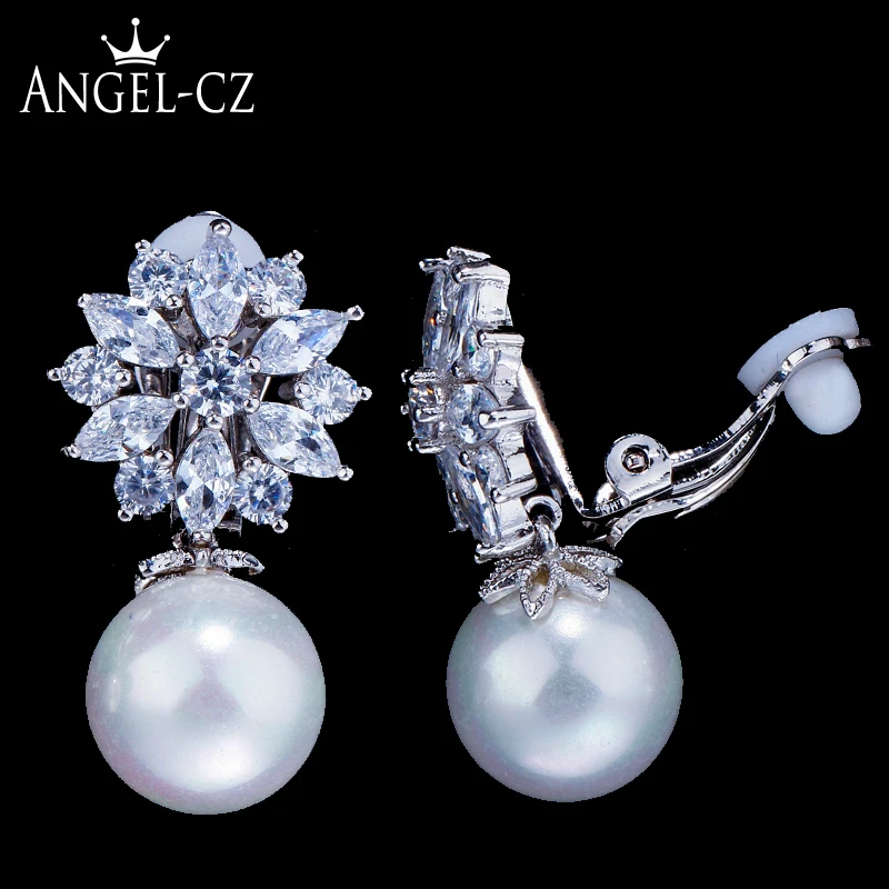 ANGELCZ Trendy Cubic Zirconia Flower Hanging Drop Non Hole Clips On Earrings Without Pierced Women Pearl Ear Clip Jewelry AE210
ANGELCZ Trendy Cubic Zirconia Flower Hanging Drop Non Hole Clips On Earrings Without Pierced Women Pearl Ear Clip Jewelry AE210