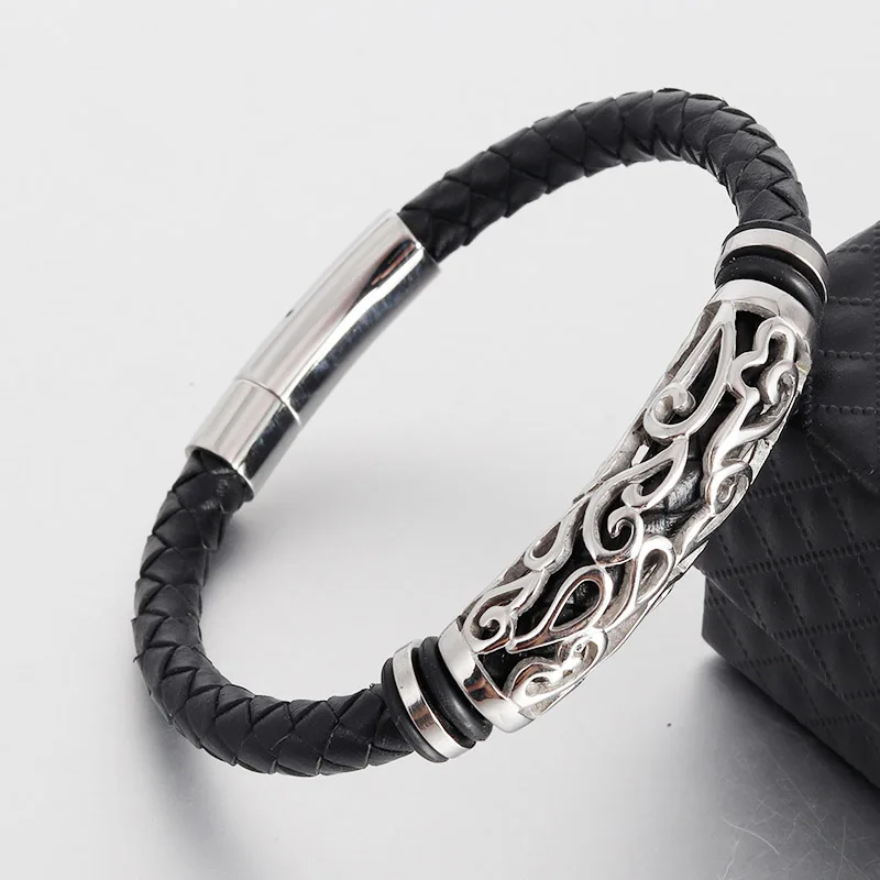 Trendy Men Jewelry Genuine Leather Bracelets Men Stainless Steel Grain Clasp Charm Rope Bracelets&Bangles Male Jewerly
Trendy Men Jewelry Genuine Leather Bracelets Men Stainless Steel Grain Clasp Charm Rope Bracelets&Bangles Male Jewerly