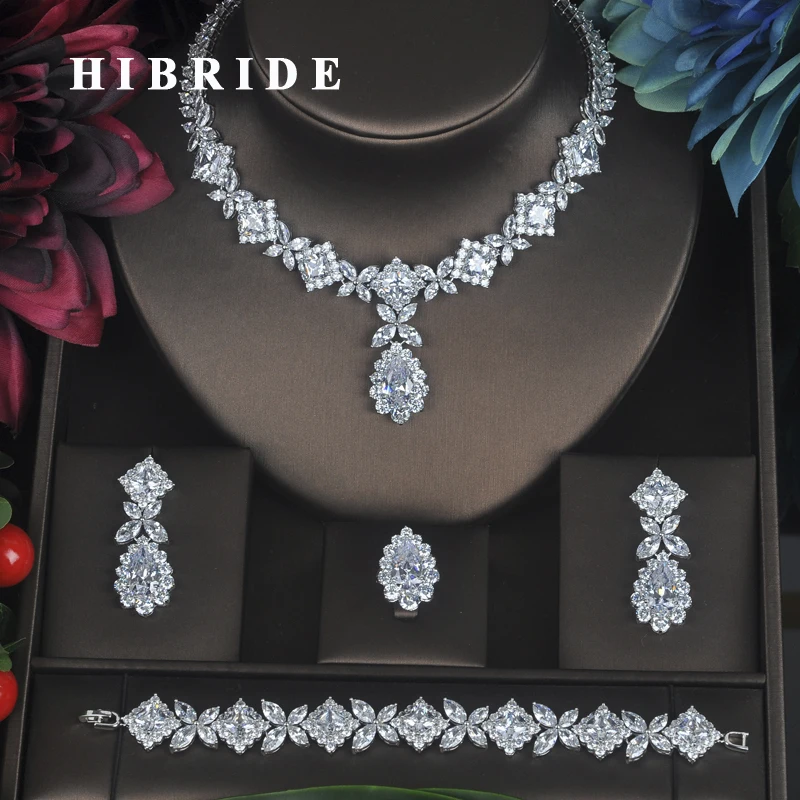HIBRIDE Clear Crystal Cubic Zirconia Jewelry Sets For Women Bridal Wedding Sets 4 pcs Earring Necklace Ring Bracelet Gift N-315
HIBRIDE Clear Crystal Cubic Zirconia Jewelry Sets For Women Bridal Wedding Sets 4 pcs Earring Necklace Ring Bracelet Gift N-315