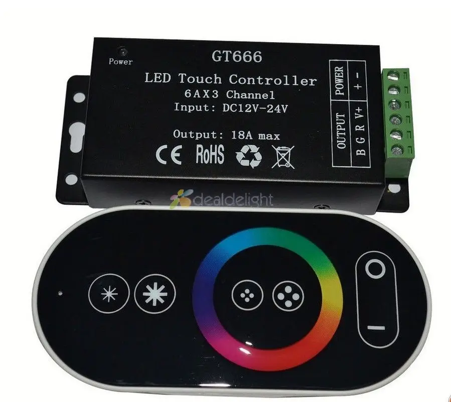 12-24V 18A RF RGB controller led touch remote controller for RGB led strip GT666
12-24V 18A RF RGB controller led touch remote controller for RGB led strip GT666