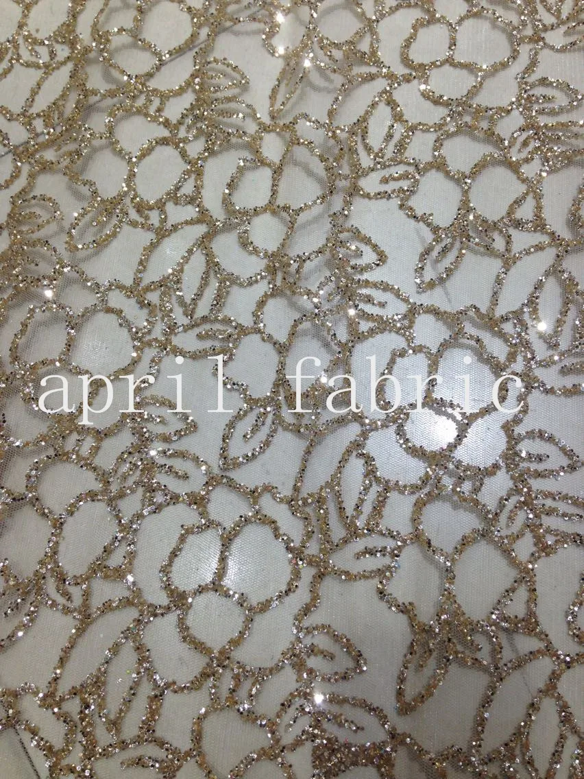 5yards HLL085 champagne gold flower hand print glitter african india mesh fabric for wedding/evening dress
5yards HLL085 champagne gold flower hand print glitter african india mesh fabric for wedding/evening dress