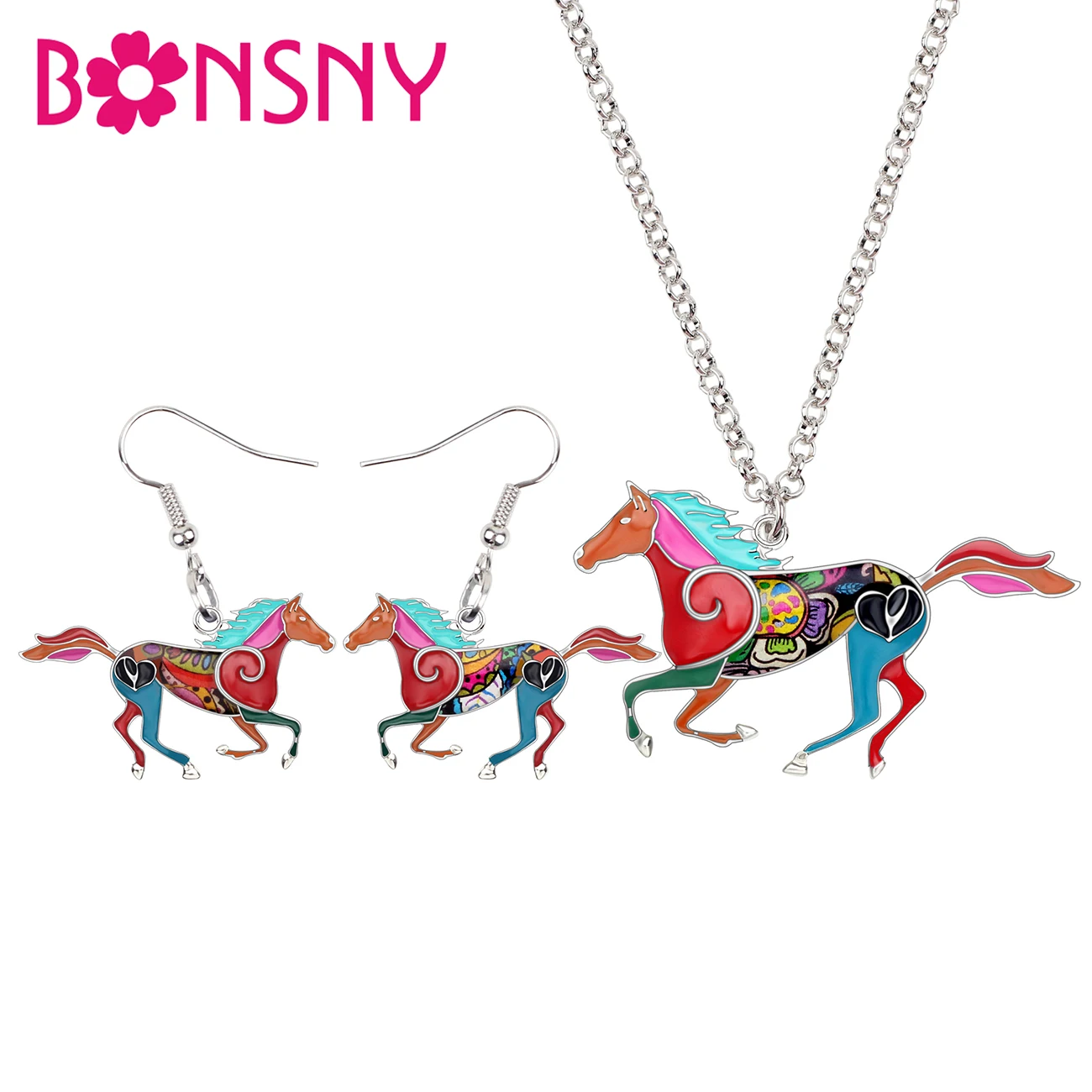Bonsny Enamel Alloy Running Horse Jewelry Sets Earrings Dangle Necklace Pendant Choker Fashion Animal For Women Girls Teen Gifts
Bonsny Enamel Alloy Running Horse Jewelry Sets Earrings Dangle Necklace Pendant Choker Fashion Animal For Women Girls Teen Gifts