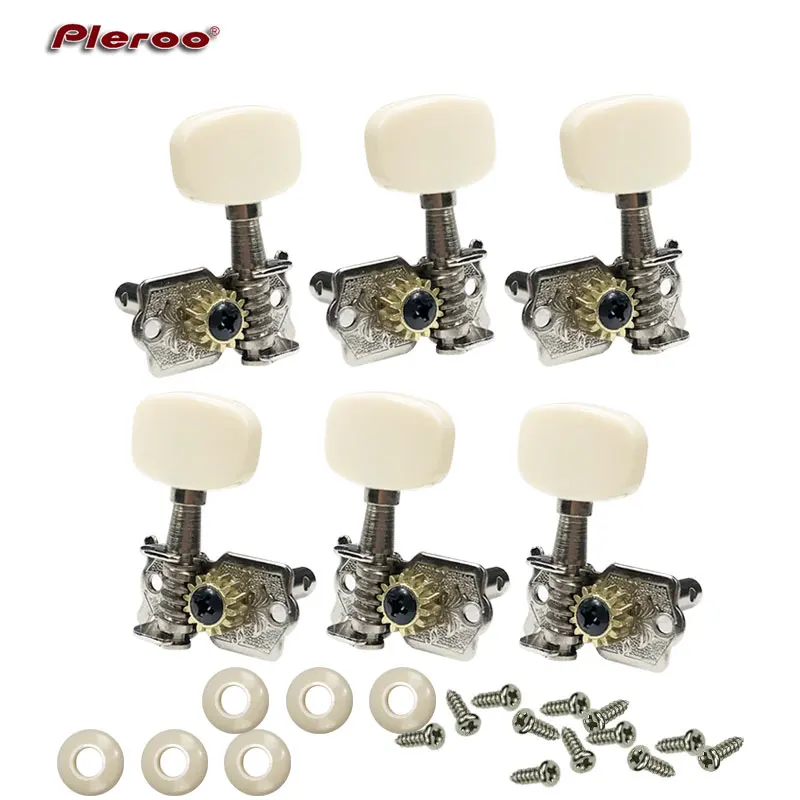 New B104 3 Left and 3 Right Economy Open-gear Ukulele Tuners Zinc Silver Alloy Machine Heads Chord Button Knobs
New B104 3 Left and 3 Right Economy Open-gear Ukulele Tuners Zinc Silver Alloy Machine Heads Chord Button Knobs