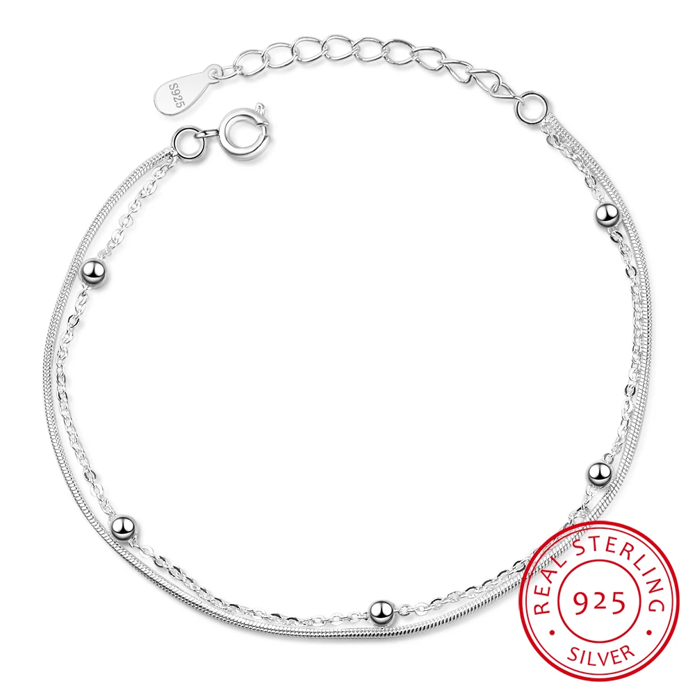 100% 925 Sterling Silver Fashion Women's Jewelry Double Layer Beads Bracelet 16cm For Gift Girls Lady Drop Shipping Ds454
100% 925 Sterling Silver Fashion Women's Jewelry Double Layer Beads Bracelet 16cm For Gift Girls Lady Drop Shipping Ds454