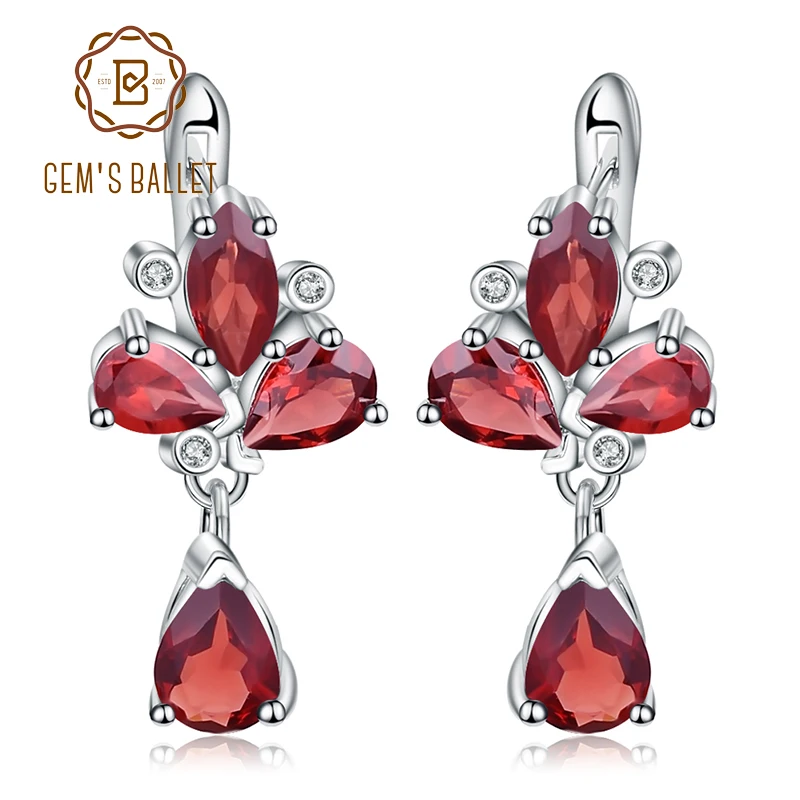 GEM'S BALLET 6.84Ct Natural Red Garnet Flower Earrings 925 Sterling Silver Gemstone Drop Earrings For Women Fine Jewelry
GEM'S BALLET 6.84Ct Natural Red Garnet Flower Earrings 925 Sterling Silver Gemstone Drop Earrings For Women Fine Jewelry