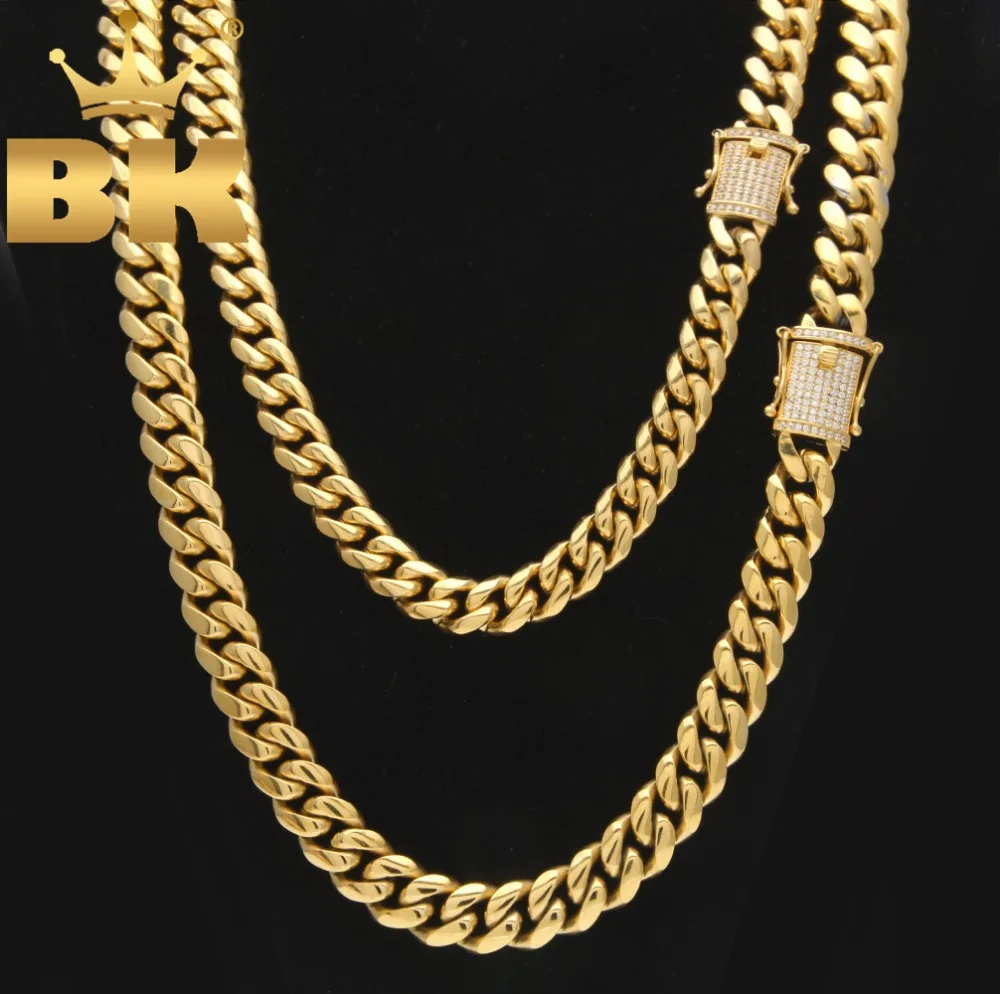 Stainless Steel Cuban Link Chain With Bling CZ Zirconia Triple Lock Luxury Top Quality Necklace 12&14mm Hiphop Men Jewelry
Stainless Steel Cuban Link Chain With Bling CZ Zirconia Triple Lock Luxury Top Quality Necklace 12&14mm Hiphop Men Jewelry