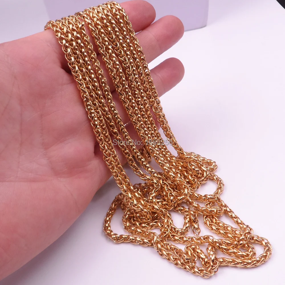 Lot of 3 Meter wide 4mm Fashion Stainless Steel wheat braid Link Chain Jewelry Finding /Marking Chain DIY 18K Gold
Lot of 3 Meter wide 4mm Fashion Stainless Steel wheat braid Link Chain Jewelry Finding /Marking Chain DIY 18K Gold