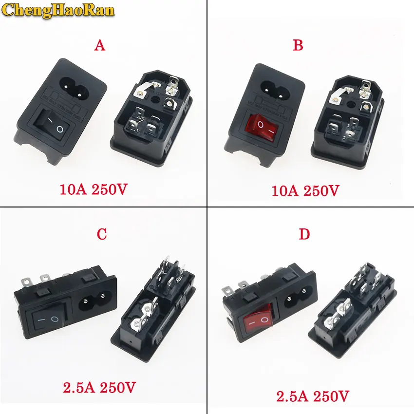 ChengHaoRan IEC 320 C8 MAINS AC Power Socket Electric plug power cord inlet Power Receptacle With ON OFF Rocker Switch CCC CE
ChengHaoRan IEC 320 C8 MAINS AC Power Socket Electric plug power cord inlet Power Receptacle With ON OFF Rocker Switch CCC CE