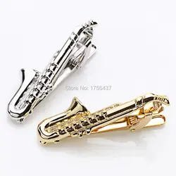 Hot Sale Gold & Silver Color Musical Sax Tie Bar for Mens Suit Clasp Clamp Clip For Men Business Wedding Tie Clips & Cufflinks Hot Sale Gold & Silver Color Musical Sax Tie Bar for Mens Suit Clasp Clamp Clip For Men Business Wedding Tie Clips & Cufflinks