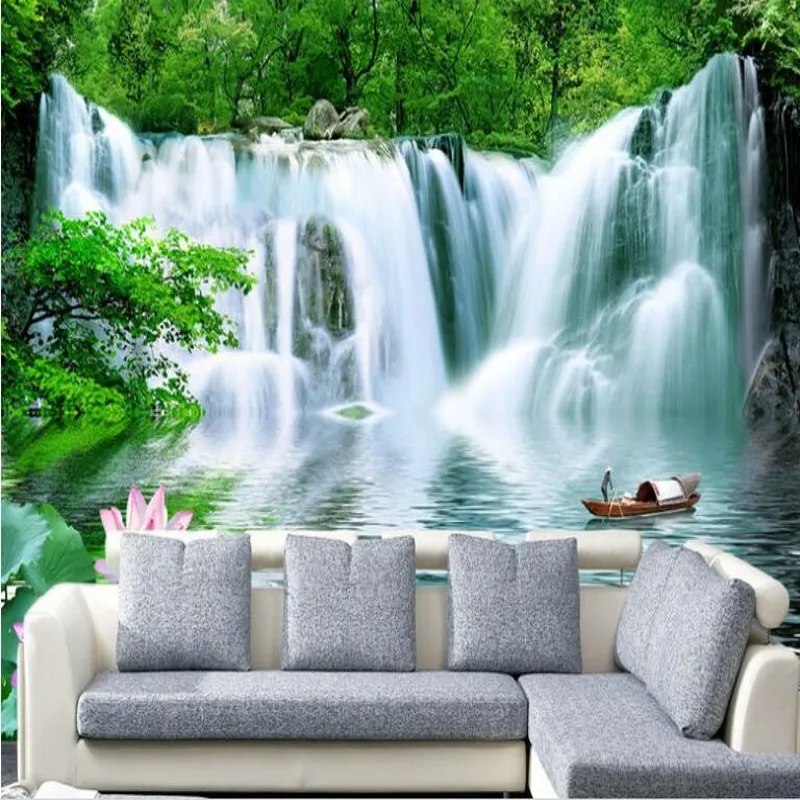wellyu Custom large frescoes green tree waterfalls lotus stream water fishing boat water health financial wallpaper
wellyu Custom large frescoes green tree waterfalls lotus stream water fishing boat water health financial wallpaper