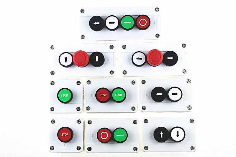 With arrow symbol, start stop self sealing waterproof button switch emergency stop industrial handhold control box.
With arrow symbol, start stop self sealing waterproof button switch emergency stop industrial handhold control box.