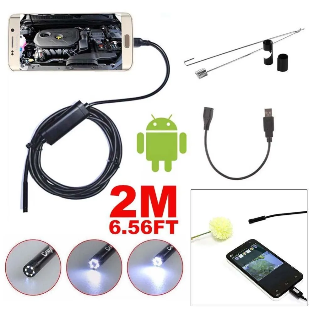 Length 2M 5.5 mm Video Camera 6 LEDs Android USB 1/9 CMOS Endoscope Waterproof Inspection Borescope Video Tube Camera Cable
Length 2M 5.5 mm Video Camera 6 LEDs Android USB 1/9 CMOS Endoscope Waterproof Inspection Borescope Video Tube Camera Cable