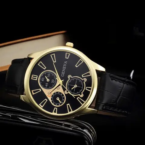 Geneva Watches Men Fashion Leather Band Quartz Wristwatch Men Sports Watches Relogio Masculino reloj hombre herenhorloge