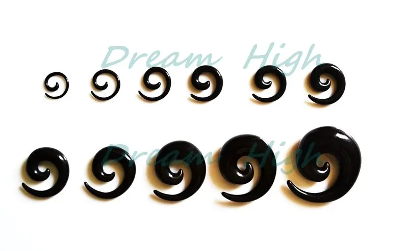 Wholesale Acrylic Ear Spiral Snail Expanders Black Ear Tapers 100pcs/lot Body Piercing Jewelry 1.6 To 10mm Free Shipping
Wholesale Acrylic Ear Spiral Snail Expanders Black Ear Tapers 100pcs/lot Body Piercing Jewelry 1.6 To 10mm Free Shipping