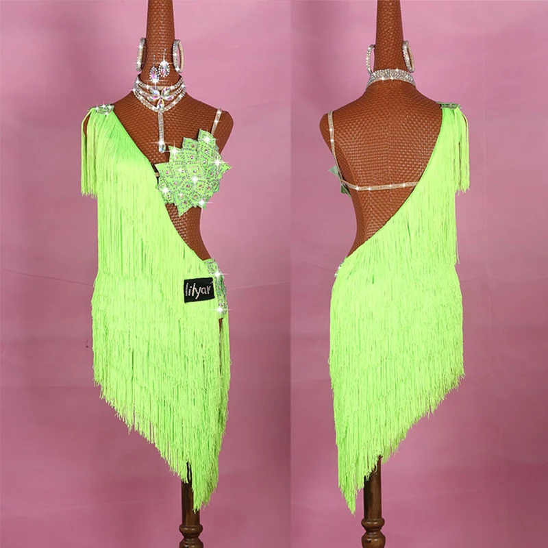Latin Dance Dresses For Ladies Elegant Neon Green Thick Fringe Skirt Women Stage Ballroom Compete Costumes Latin Dress
Latin Dance Dresses For Ladies Elegant Neon Green Thick Fringe Skirt Women Stage Ballroom Compete Costumes Latin Dress