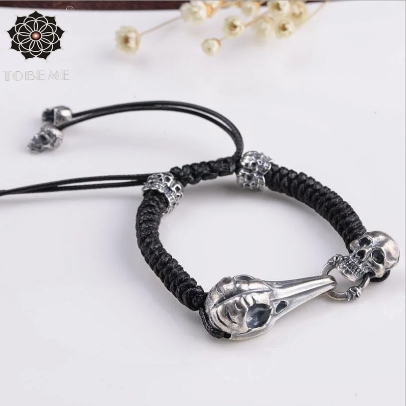 100% 925 Silver Skull Bracelet Thai 925 Silver Skeleton Beaded Bracelet Vintage Silver Eagle Skull Braided Man Bracelet
100% 925 Silver Skull Bracelet Thai 925 Silver Skeleton Beaded Bracelet Vintage Silver Eagle Skull Braided Man Bracelet