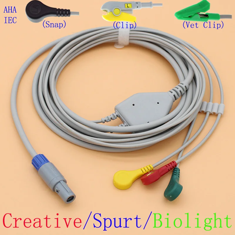 Redel 6pins ECG EKG 3 leads cable and electrode leadwire for Creative PC9000S,PC9000,UP6000/Spurt/Biolight M12 with AHA/IEC
Redel 6pins ECG EKG 3 leads cable and electrode leadwire for Creative PC9000S,PC9000,UP6000/Spurt/Biolight M12 with AHA/IEC