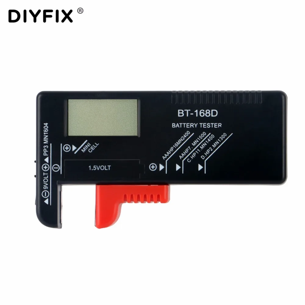 Цифровой тестер емкости аккумуляторов DIYFIX BT168D, с ЖК-дисплеем, Проверка уровня заряда аккумуляторов 9 В, 1,5 в, для кнопочных элементов AAA, AA
Цифровой тестер емкости аккумуляторов DIYFIX BT168D, с ЖК-дисплеем, Проверка уровня заряда аккумуляторов 9 В, 1,5 в, для кнопочных элементов AAA, AA
