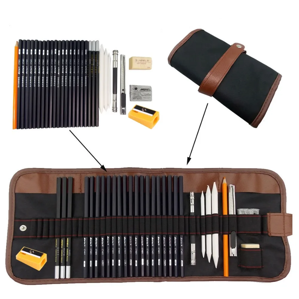 31pcs/set Portable outdoor drawing art supplies Sketch Pencils case Charcoal Eraser Cutter Kit Bag Art Craft For Drawing Tools
31pcs/set Portable outdoor drawing art supplies Sketch Pencils case Charcoal Eraser Cutter Kit Bag Art Craft For Drawing Tools