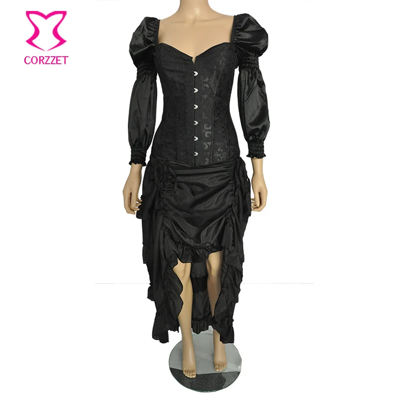 Black Puff Sleeve Victorian Corsets And Bustiers Sexy Corset And Skirt Gothic Steampunk Dress Women Plus Size Burlesque Costumes
Black Puff Sleeve Victorian Corsets And Bustiers Sexy Corset And Skirt Gothic Steampunk Dress Women Plus Size Burlesque Costumes