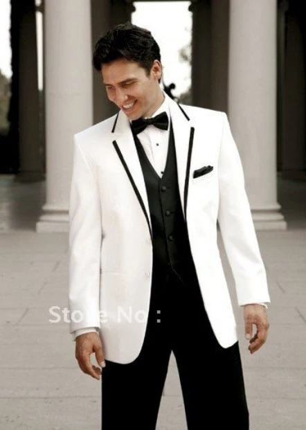 2016 White Jacket With Lapel Black collar edge Groom Tuxedos Groomsmen Best Man Suits Mens Wedding/Business/Formal Suits
2016 White Jacket With Lapel Black collar edge Groom Tuxedos Groomsmen Best Man Suits Mens Wedding/Business/Formal Suits