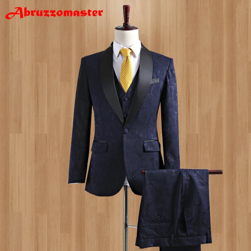 Latest Coat Pant Designs Shawl Slim Fit Prom Mens Suit With Pants Navy Blue Floral Jacquard Wedding Suits for Men 3 Pieces Set
Latest Coat Pant Designs Shawl Slim Fit Prom Mens Suit With Pants Navy Blue Floral Jacquard Wedding Suits for Men 3 Pieces Set
