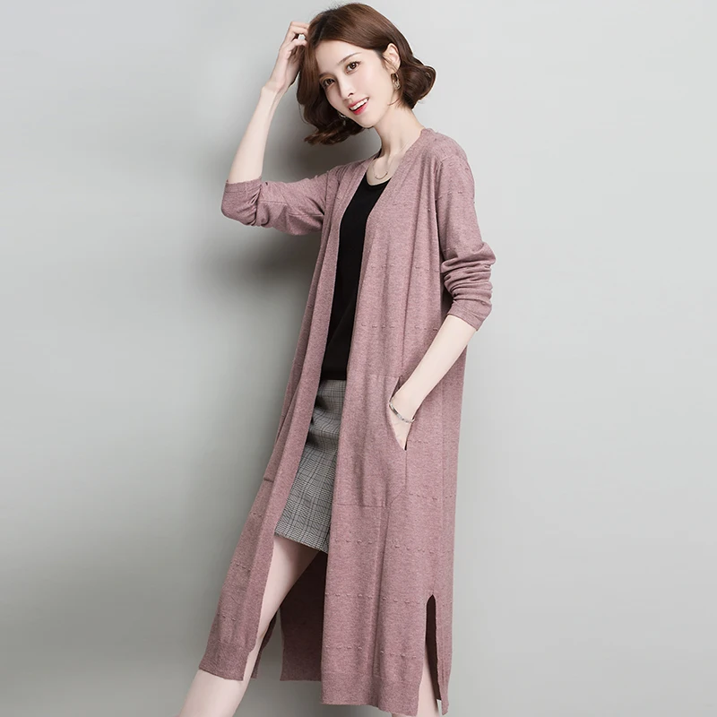 Women's Long Cardigan Autumn Female Solid Sweater Cardigan Long Sleeve Knit Coat with Pockets
Women's Long Cardigan Autumn Female Solid Sweater Cardigan Long Sleeve Knit Coat with Pockets
