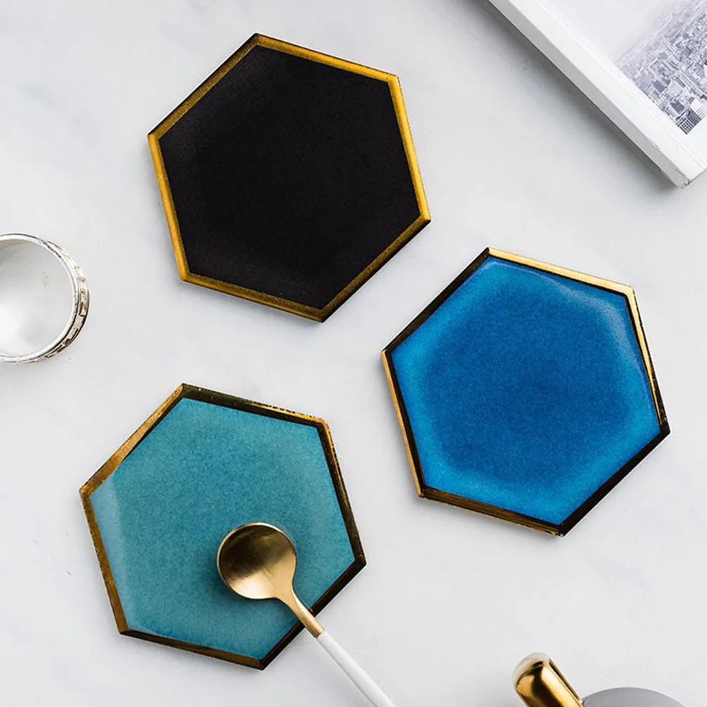 Luxury Gold Plated Edge Ceramic Coaster Chic Hexagon Coffee Coaster Cup Mats Heat-insulated Non Slip Bowl Pad INS Decoration
Luxury Gold Plated Edge Ceramic Coaster Chic Hexagon Coffee Coaster Cup Mats Heat-insulated Non Slip Bowl Pad INS Decoration