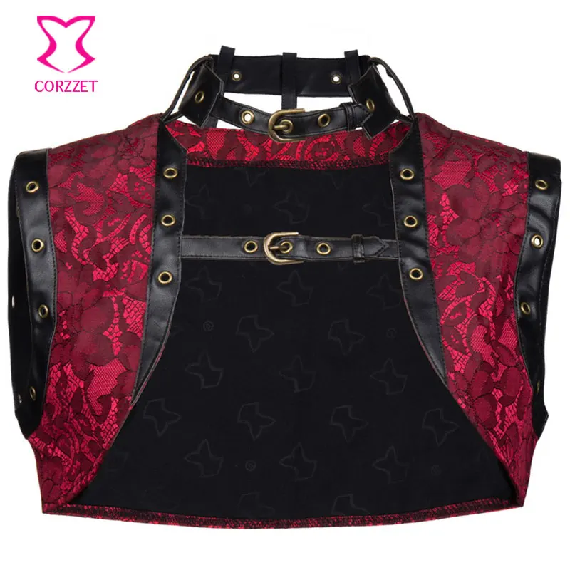 Vintage Red Brocade and Faux Leather Sleeveles Steampunk Corset Jacket Coat Plus Size Women Bolero Gothic Clothing Accessories
Vintage Red Brocade and Faux Leather Sleeveles Steampunk Corset Jacket Coat Plus Size Women Bolero Gothic Clothing Accessories