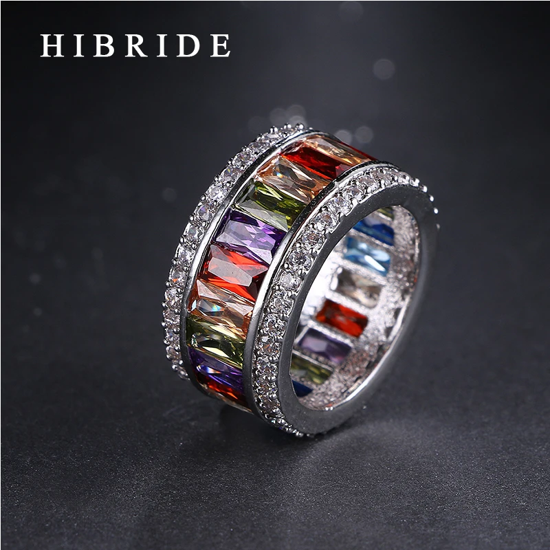 HIBRIDE Luxury 6/7/8/9 Size Rainbow Cubic Zirconia Finger Women Men Ring Top Rhodium Plated Rings For Party Gifts QSP0010-19
HIBRIDE Luxury 6/7/8/9 Size Rainbow Cubic Zirconia Finger Women Men Ring Top Rhodium Plated Rings For Party Gifts QSP0010-19