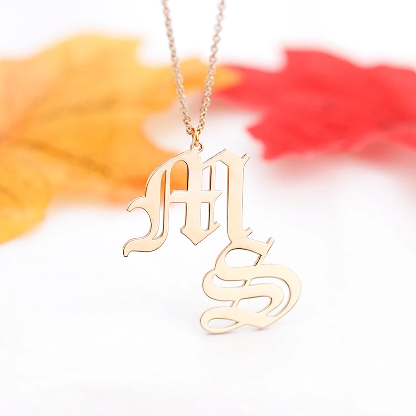 Custom Old English 2 Initial Pendant Women Stainless Steel Personalized Name Chain Necklaces Gothic Jewelry Birthday Xmas Gift
Custom Old English 2 Initial Pendant Women Stainless Steel Personalized Name Chain Necklaces Gothic Jewelry Birthday Xmas Gift