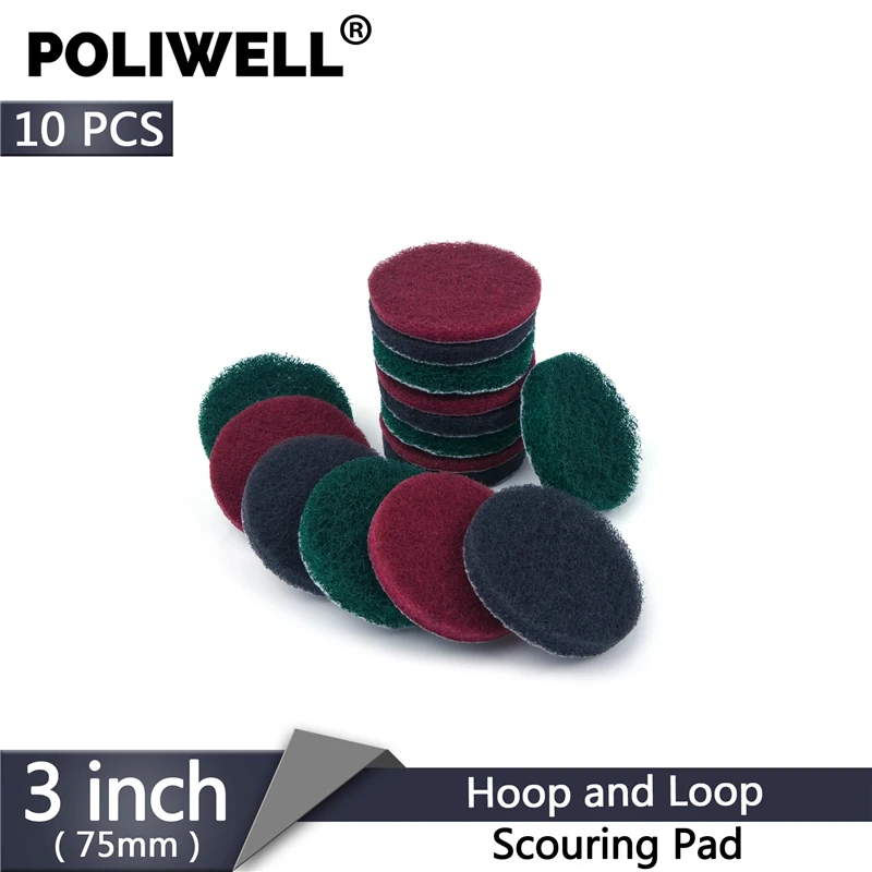 POLIWELL 10PCS 3 Inch 75mm Hook & Loop Industrial Scouring Pad 240 400 1000 Grit Heavy Duty Nylon Cloth Cleaning Scrubbing Pads 
POLIWELL 10PCS 3 Inch 75mm Hook & Loop Industrial Scouring Pad 240 400 1000 Grit Heavy Duty Nylon Cloth Cleaning Scrubbing Pads