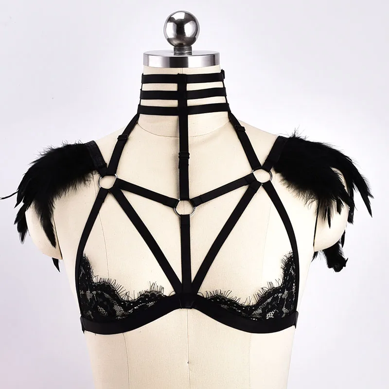Festival Feather Epaulettes Body Harness Black Natural Tribal Fusion Shoulder Pieces Bondage Costume Clothing Wing Shoulder
Festival Feather Epaulettes Body Harness Black Natural Tribal Fusion Shoulder Pieces Bondage Costume Clothing Wing Shoulder